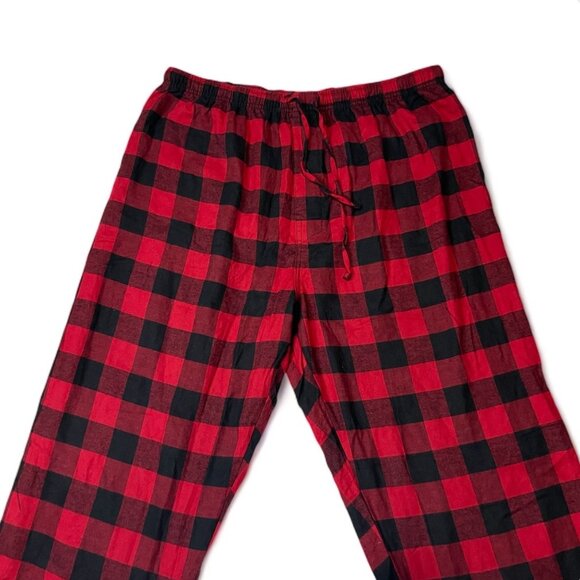 Mens Red and Black Plaid Pajama Pants Size XL Elastic Waist Drawstring - Picture 2 of 9